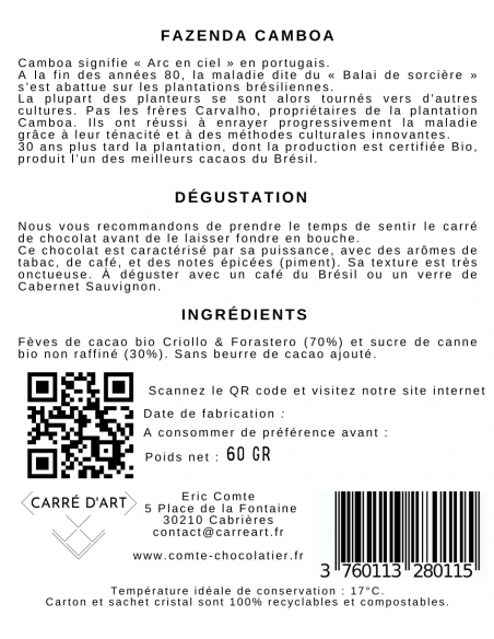 Dark chocolate 70% Cocoa - Brazil