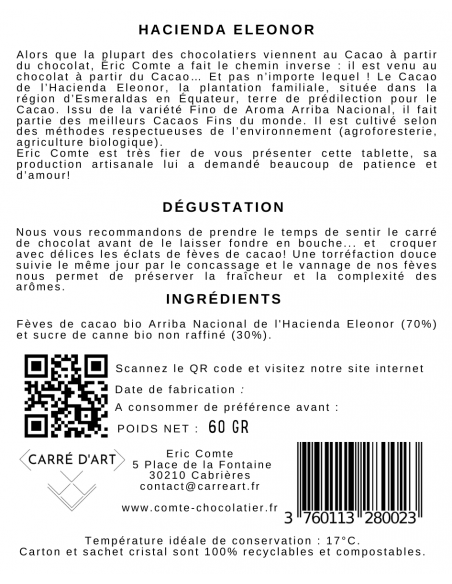 Dark Chocolate with Cocoa Bean Chips - 70% Cocoa - Ecuador